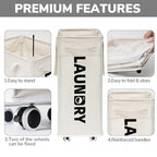 Goodpick Laundry Hamper with Wheels, 75L College Dorm Room Essentials, Clothes Hamper with Removable Wash Bag for Bedroom, Large Laundry Basket with Handle, White - color: White 1-Pack