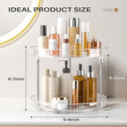 2 Pack 2 Tier Lazy Susan Turntable Organizer, Clear Rotating Lazy Susan, Spice Rack for Cabinet, Makeup and Perfume Organizer for Vanity, Counter Organizer Tray for Kitchen, Bathroom - size: 2 Pack - 2 Tier