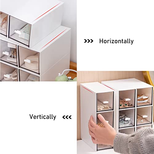 Desk Drawer Organizer, Stackable Storage Drawers, Plastic Compact Desk Storage Box Great for Office School Home Small Space - Large 3 Drawers (White) - size: 9*6.5*3inch - 3 Compartment
