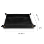 Londo Genuine Leather Tray Organizer - Practical Lightweight Water Resistant Computer Table Desk Storage Box for Wallets, Watches, Keys, Coins, Cell Phones and Office Equipment - color: Black