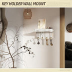 Rebee Vision Farmhouse Key Holder Wall Mount Combo - Small Key Holder for Wall with Floating Shelf & Mail Organizer Wall Mounted with 7 Hooks - Apartment Essentials (Whitewash)