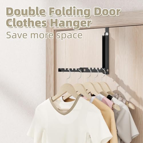 BAKON Over The Door Hooks, Small Space Double Folding Portable Over The Door Drying Rack for Laundry, Bathroom, Bedroom, Travel Storage and Drying (1Pack,Black) - color: Black