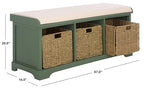 SAFAVIEH Home Collection – Lonan Dusty Green Storage Bench with Seat Cushion, 3 Basket Drawers, Coastal Farmhouse Entryway Design (AMH5733J) - color: Dusty Green
