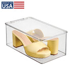 iDesign Stackable Shoe Box - Plastic Shoe Box with Hinged-Lid - Clear - Made in USA - style: Pack of 1