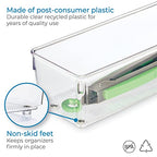 iDesign Recycled Plastic Drawer Organizer, Set of 2, The Linus Collection – 4" x 16" x 3", Clear Bins - size: 4 x 16 x 3, style: Pack of 2