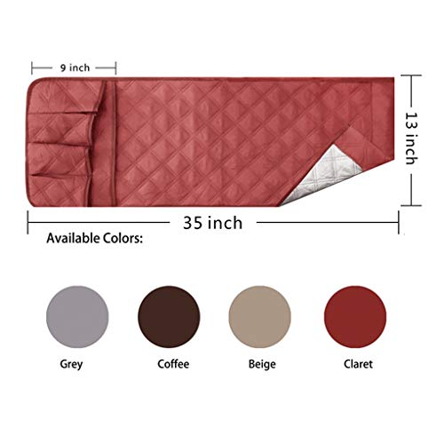 Couch Sofa Armrest Organiser Arm Chair Caddy Bedside Storage Pocket with 6 Pockets TV Remote Holder Bed Storage Pocket Bag for Cellphone Tablet Notepad Book Magazines DVD Glasses - color: #D Red (Polyester)