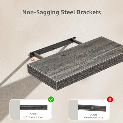 QEEIG Floating Shelves for Wall Bathroom Shelf Bedroom Kitchen Living Room Farmhouse Small Book Shelf 16 inch Set of 4, Grey (015-GY4) - color: D. Grey, size: 4pcs