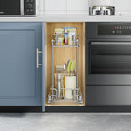 ROOMTEC Pull Out Spice Rack for Narrow Cabinet (5½" W X 21" D),2 Tier Slide Out Cabinet Organizer and Pull Out Shelves Under Cabinet Storage for Kitchen, Chrome - size: 5½" W x 21" D, 2 Tier