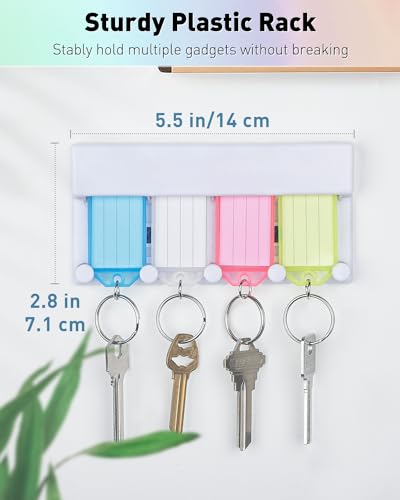Uniclife Key Tag Rack Slot Style Key Storage Rack Plastic Wall Mounted Key Holder Organizer with Transparent Key Tags Identifiers in 4 Assorted Colors - size: 5.5'' x 2.8'', 1 Pack, style: Slots