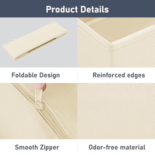 DIMJ Drawer Organizer Clothes Storage - 24 Pack Baby Dresser Organizer for Nursery, Small Fabric Closet Drawer Organizer Bins for Underwears Socks, Foldable Storage Dividers Organization for Bedroom - color: Beige, size: 24 Pack