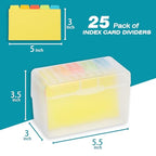 H4D Index Card Holder 3x5 Inches with 25 Plastic Dividers, Clear - color: Clear, size: 3x5 inch