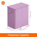 Lifewit Double Laundry Hamper with Lid and Removable Laundry Bags, Large Collapsible 2 Dividers Dirty Clothes Basket with Handles for Bedroom Laundry Room Closet Bathroom College, 136L Purple - color: Purple, size: 136L