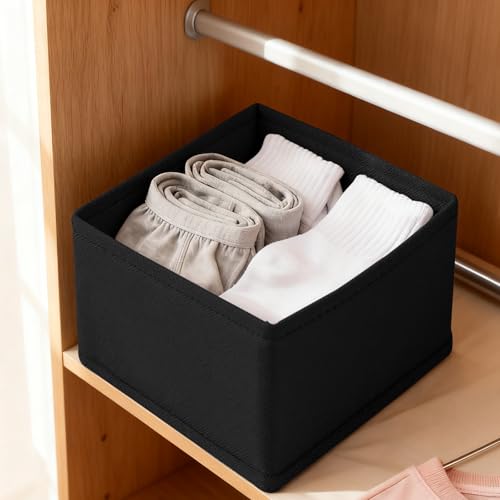 1 Pcs Drawer Organizer Storage Box for Underwear Socks Closet Divider for Wardrobe Dresser Vanity Space Saving Use(Black) - color: Black, size: Small