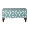 HomePop Large Upholstered Rectangular Storage Ottoman Bench with Hinged Lid, Teal Blue Geometric - color: Teal Blue Geometric