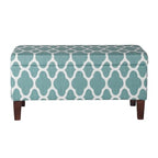 HomePop Large Upholstered Rectangular Storage Ottoman Bench with Hinged Lid, Teal Blue Geometric - color: Teal Blue Geometric
