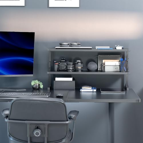 VIVO Clamp-on 30 inch Above or Below Desk 2-Tier Shelving Unit for Table Accessories, Gaming Devices, and More, Storage Tray, Desktop Organizer, Black, STAND-SHELF30C