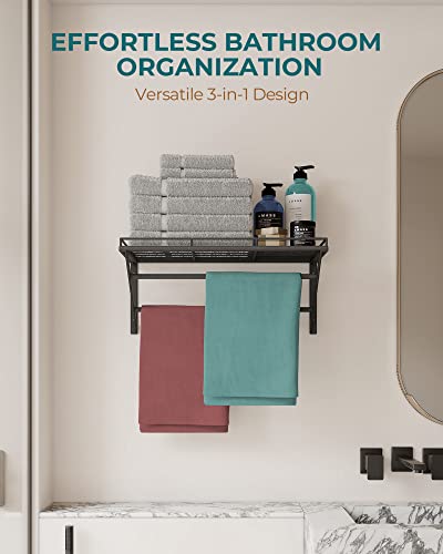 OROPY 23 Inch Wall Mounted Pot Rack Storage Shelf with 2 Tier Hanging Rails 12 S Hooks included, Ideal for Pans, Utensils, Cookware, Plant Black - size: 23.7 Inch