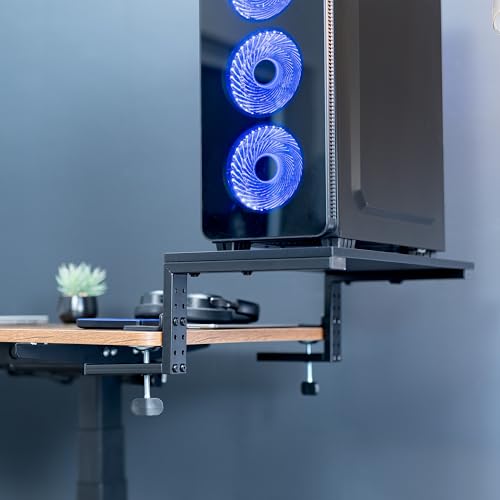 VIVO Clamp-on 22 inch Desk Extension Shelf for Gaming PC, Ergonomic Computer Monitor and Laptop Riser, Printer Stand, Versatile with Freestanding Feet Included, Desktop Organizer, DESK-SHELF22B - size: 22"
