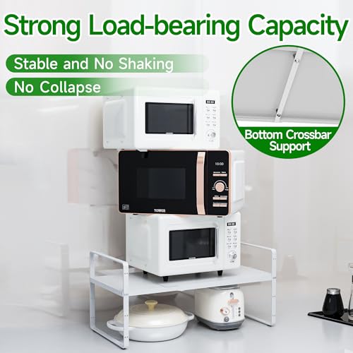 Expandable Cabinet Organizer Shelf, Adjustable Height Organizer Riser for Kitchen Cabinet Spice Rack Locker Pantry Cupboard Under Sink Countertop Desk Organization Metal Stackable Shelves - color: White-1pack