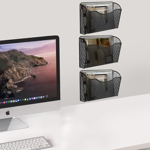 Gawerk 6 Pack Wall File Organizer, Mesh Wall File Pocket Mail Organizer Hanging Metal Vertical Wall Mounted File Holder for Office/Home - size: 6 Pack Wall Mounted