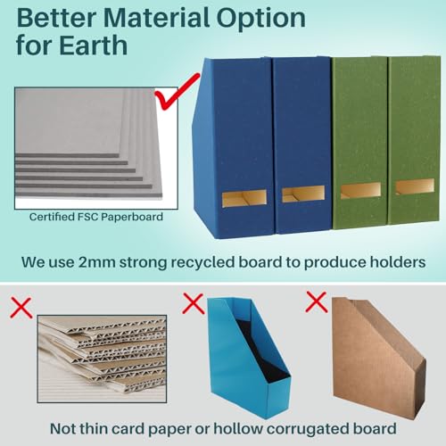 Magazine Holder - File Holder and Desk Organizer, Paperboard Book Organizer and Storage Box for Documents, Magazine Holder Rack for Classroom, Home, and Office (Leaf Green, 2-Pack) - color: Leaf Green, 2-Pack