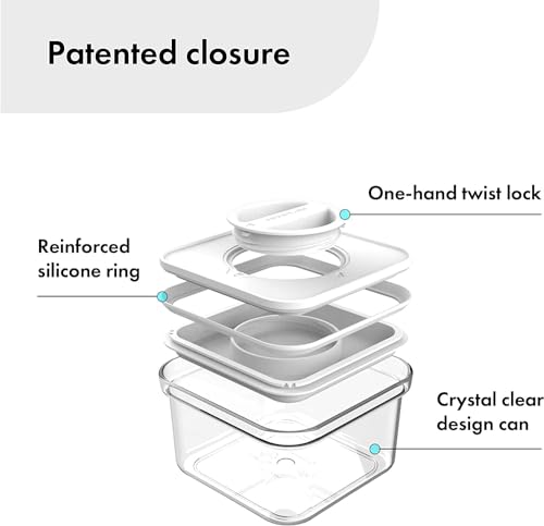 Neoflam Airtight Smart Seal Food Storage Container (Set of 3) | Crystal Clear Body, Matte Black Lid | Modular, Stackable, Nestable Design | Easy to Clean, BPA Free (Square, 1.4L)