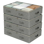 4 Pack Under Bed Storage, Closet Organizers and Storage Containers with Clear Window Foldable Underbed Storage Bags for Clothes,Shoes, Blankets Pillows, Linen Sheets, Grey