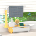 Telescopic Sink Storage Rack with 2 Sponge - Sink Caddy Sponge Holder for kitchen sink (Yellow) - color: Yellow