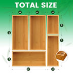 Bamboo Drawer Organizer Set, 5-Piece Storage Trays for Kitchen, Bathroom, Office Desk, Makeup & Junk Drawers,Utensils