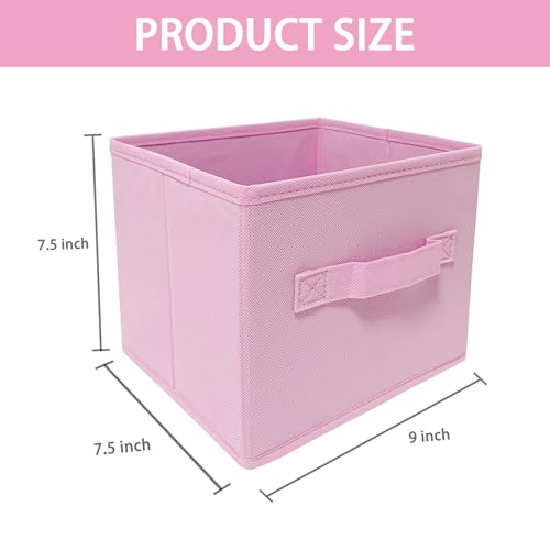 EBIGIC Pink Cube Storage Bins 9.0"x7.5"x7.5" Small Size Fabirc Foldable Closet Toy Organizer Collapsible Cloth - color: Pink 1Pack, size: 9”x 7.5”x 7.5”