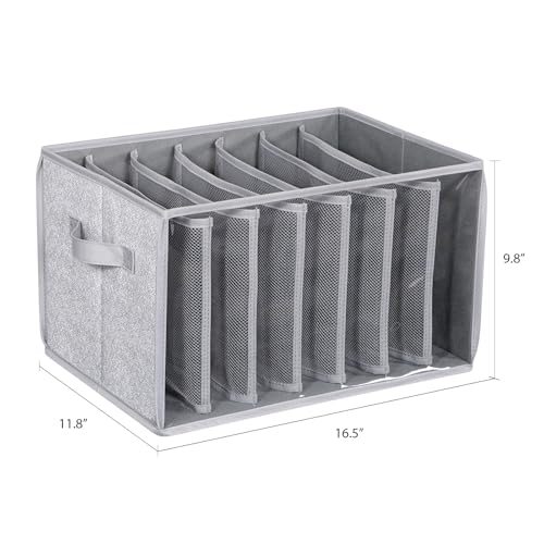 Zilink Upgraded Pants Organizer with Support Board Clear Jeans Organizer for Closet with 7 Grids Wardrobe Clothes Organizer for Jean Pant Sweater Legging T-Shirt, 6 Pack - color: Grey Pattern - For Jeans