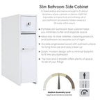 Spirich Slim Bathroom Storage Cabinet, Free Standing Toilet Paper Holder, Bathroom Cabinet Slide Out Drawer Storage, White