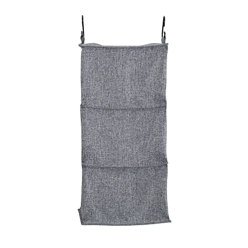 Household Essentials 3 Shelf Hanging Closet Organizer, Hanging Shelf with Hooks, Poly Linen and PEVA Shelving - color: Graphite