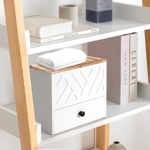 Tampon Holder for Bathroom, Feminine Product Organizer with Lid and Drawer, Shark Week Pad Storage, Wooden Tampon Organizer for Toilet Countertop Decor, Girl Stuff Box Toilet Bathroom Accessories