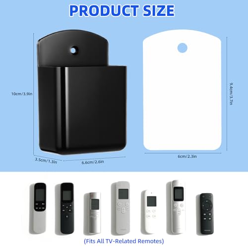 Leinuosen 12 Pcs Remote Control Holder Wall Mount Self Adhesive TV Controller Holder Black TV Remote Organizer Wall Pen Organizer for Home Office School Storage Accessories - color: Black