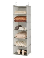 MAX Houser 6 Tier Shelf Hanging Closet Organizer, Closet Hanging Shelf with 2 Sturdy Hooks for Storage, Foldable (Light Grey) - color: Light Grey