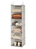 MAX Houser 6 Tier Shelf Hanging Closet Organizer, Closet Hanging Shelf with 2 Sturdy Hooks for Storage, Foldable (Light Grey) - color: Light Grey