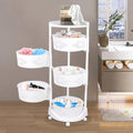 Multi-Layer Kitchen Storage Basket 5Tier Rotating Vegetable Organizer Cart with Casters Detachable Rolling Living Room Standing Rack with Shelve for Bathroom,110 lbs Bearing,14.3*36.2in (5Tier-White) - size: 5Tier-White