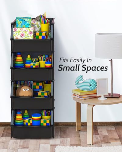 TidyFriend 4 Pack Stackable Storage Bins Open Front for Pantry Organizers and Storage, Pantry Storage for Food, Kitchen and Home Organization, Plastic Storage Bins, Dorm Room Essentials (Black) - color: Black, size: 4 Pack
