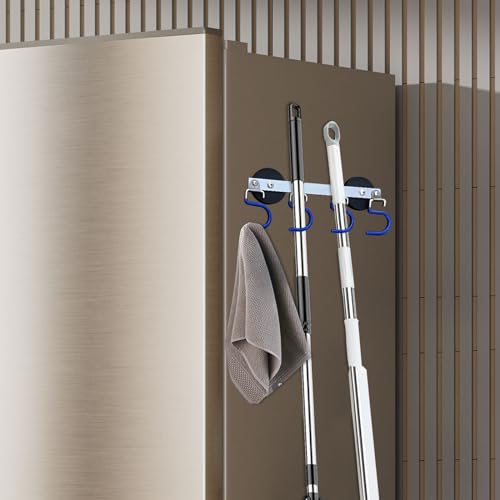 Magnetic Broom Hooks Broom Holder Do Not Require Drilling Warehouse Kitchen Refrigerator Metal Surface Suitable Broom Holder Wall Mount (Blue, Four mergers) - color: Blue, size: Four mergers