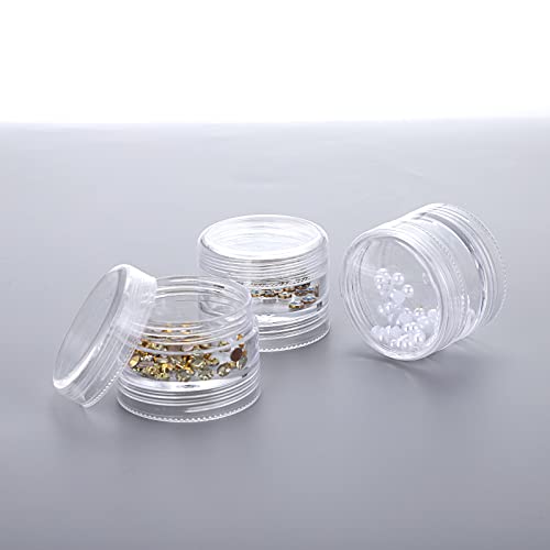 Hipiwe 6 Sets 5 Layers Plastic Round Storage Containers Small Art Craft Accessory Organizer Box 10ML Containers Jars for Jewelry Small bead Nail Designs Storage - size: 6Packs 1.5"D x3.9"H