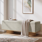 Tribesigns 50.39" Storage Bench with Padded Seat Cushion, Upholstered Shoe Bench with Flip Up Storage for Bedroom, Living Room, Entryway, Load up to 330 lb, Beige + Wood Color