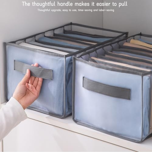 Wardrobe Clothes Organizer 9Grids Visible Closet Organizers Compartment Storage Box with Mesh Separation(grey) - color: Grey, size: 9 Cell