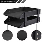Leather Desk Organizer,2-Tier Stackable Letter Tray Holder,Office Supplies Desktop Storage Box for Document,Stationery,Magazines,Newspapers,Letters and Other Home Office Paper Sundries,Black - color: Black