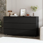 FAMAPY Chest of Drawers Dresser No Handles, 6 Drawer Dresser with Wide Storage, Modern Contemporary 6-Drawer Chest, for Bedroom Black (59”W x 15.7”D x 32.3”H) - color: Black