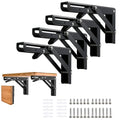 Folding Shelf Brackets - 10 Inch 4 Pcs Heavy Duty Metal Collapsible Triangle Shelf Bracket, DIY Wall Mounted Foldable Shelf Bracket, Space Saving for Bench Table - size: 10 Inch- 4 Packs