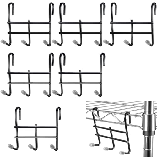 Teenyyou 6 Pack 3 Hook Attachment for Wire Shelving 3.75" l x 1.625" d x 3.25" h Wire Shelving Hooks Accessories Steel Hanging Rack Metal for Storage Organizer(Black) - color: Black