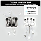 Cable Organizer with Multiple Compartments, Secure Cable Ends, Prevent Tangling, Tidy Workspace, Charging Solution, Desk Organizer Cord Management, White Plastic