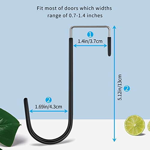 FYY Over the Door Hooks, 4 Pack Door Hangers Hooks with Rubber Prevent Scratches Heavy Duty Organizer Hooks for Living Room, Bathroom, Bedroom, Kitchen Hanging Clothes, Towels, Hats, Coats, Bags Mix - color: A Black & White, size: Short, style: 4 Pack