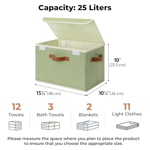 GRANNY SAYS Fabric Storage Bins with Lids, Decorative Storage Boxes with PU Handles, Keepsake Memory box, Shelf Baskets for Closet, Sage Green, Large, 2-Pack - color: Sage Green/White, size: Large-2 Pack